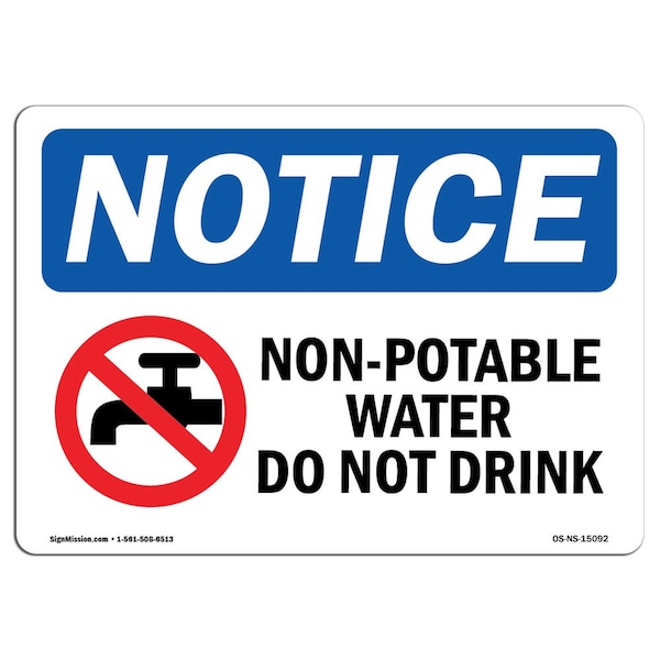 Sign, 3.5" H, Non-Potable Water Do Not Drink Sign, Landscape, NS-D-35-L-15092-10PK